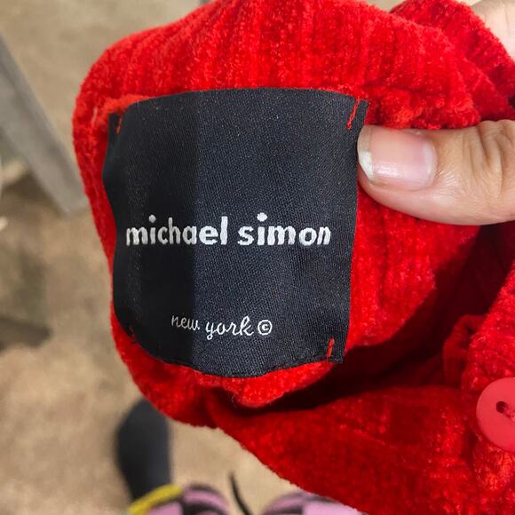 Michael Simon Red Cropped Sample Vintage Sweater Sz M - Picture 5 of 12